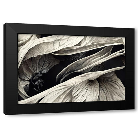 B039 Flowers Black White Black Modern Wood Framed Art Print with Double Matting by Heere, Ray