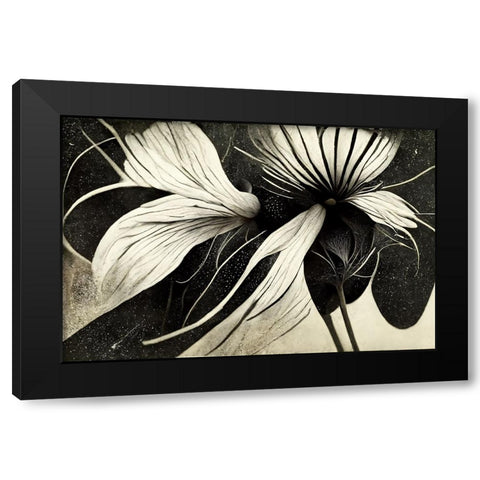 B041 Flowers Black White Black Modern Wood Framed Art Print with Double Matting by Heere, Ray