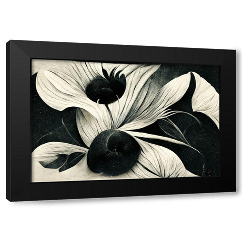 B042 Flowers Black White Black Modern Wood Framed Art Print by Heere, Ray