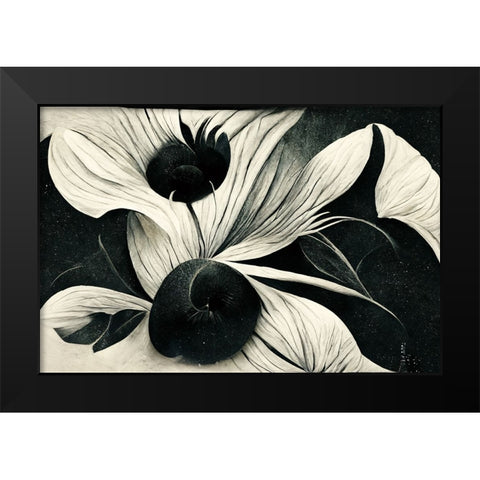 B042 Flowers Black White Black Modern Wood Framed Art Print by Heere, Ray