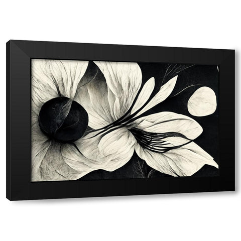 B043 Flowers Black White Black Modern Wood Framed Art Print by Heere, Ray