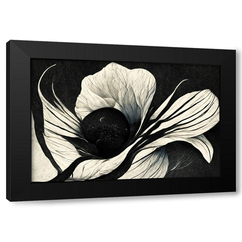B044 Flowers Black White Black Modern Wood Framed Art Print with Double Matting by Heere, Ray