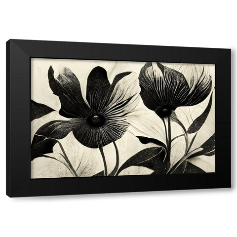 B046 Flowers Black White Black Modern Wood Framed Art Print by Heere, Ray