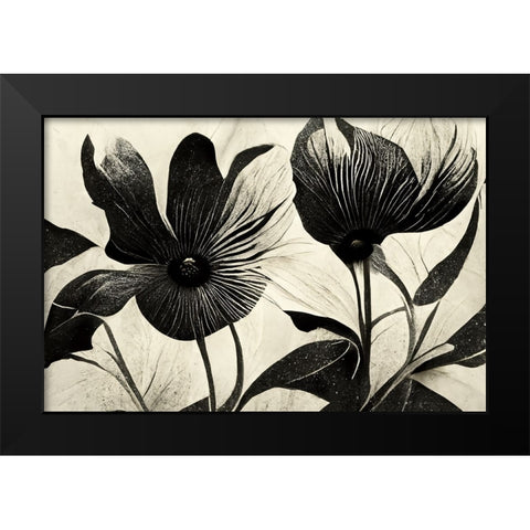 B046 Flowers Black White Black Modern Wood Framed Art Print by Heere, Ray