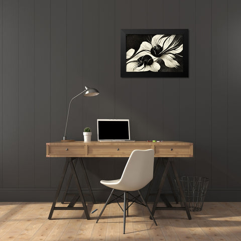 B047 Flowers Black White Black Modern Wood Framed Art Print by Heere, Ray