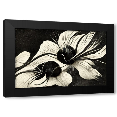 B047 Flowers Black White Black Modern Wood Framed Art Print with Double Matting by Heere, Ray