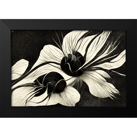 B047 Flowers Black White Black Modern Wood Framed Art Print by Heere, Ray
