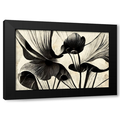 B048 Flowers Black White Black Modern Wood Framed Art Print by Heere, Ray