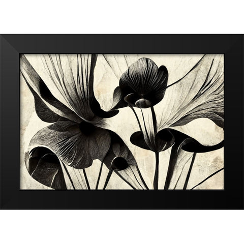 B048 Flowers Black White Black Modern Wood Framed Art Print by Heere, Ray