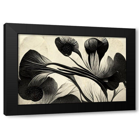 B049 Flowers Black White Black Modern Wood Framed Art Print with Double Matting by Heere, Ray