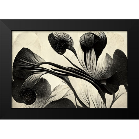 B049 Flowers Black White Black Modern Wood Framed Art Print by Heere, Ray