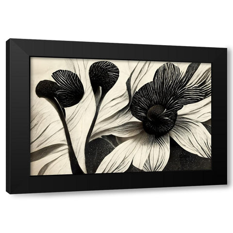 B051 Flowers Black White Black Modern Wood Framed Art Print with Double Matting by Heere, Ray