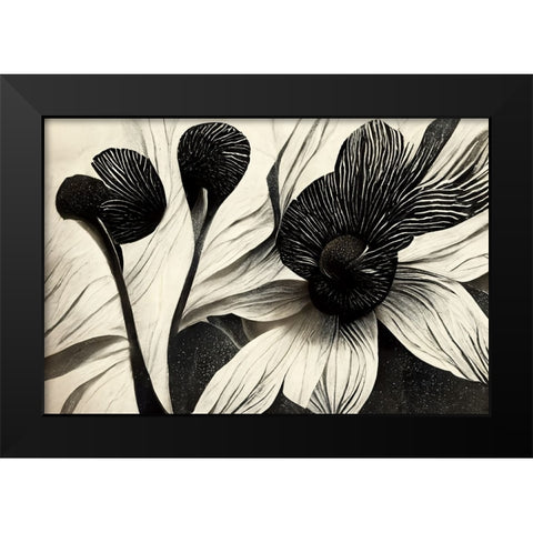B051 Flowers Black White Black Modern Wood Framed Art Print by Heere, Ray