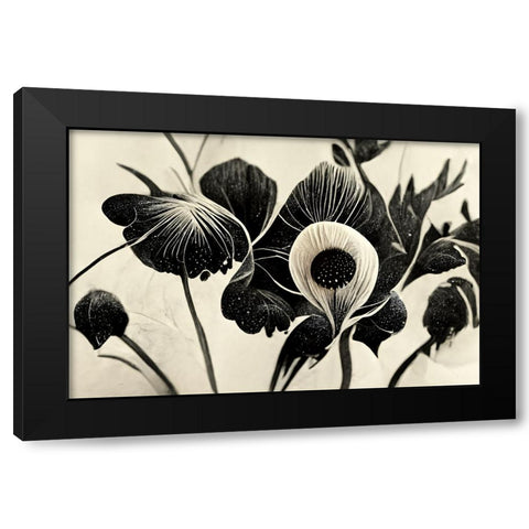 B052 Flowers Black White Black Modern Wood Framed Art Print by Heere, Ray