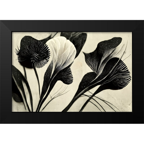 B053 Flowers Black White Black Modern Wood Framed Art Print by Heere, Ray