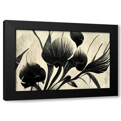 B054 Flowers Black White Black Modern Wood Framed Art Print by Heere, Ray