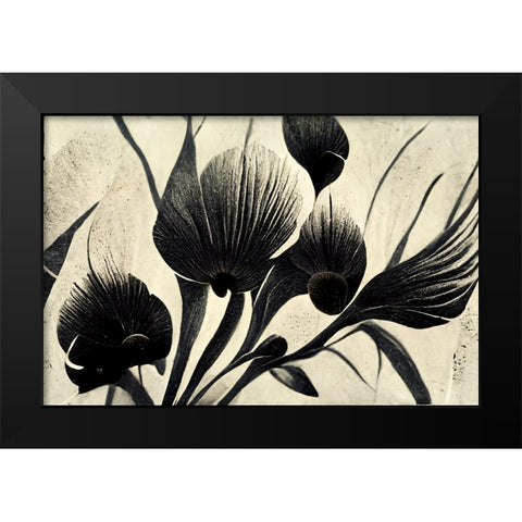 B054 Flowers Black White Black Modern Wood Framed Art Print by Heere, Ray