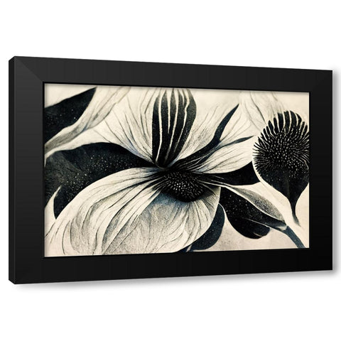 B055 Flowers Black White Black Modern Wood Framed Art Print by Heere, Ray