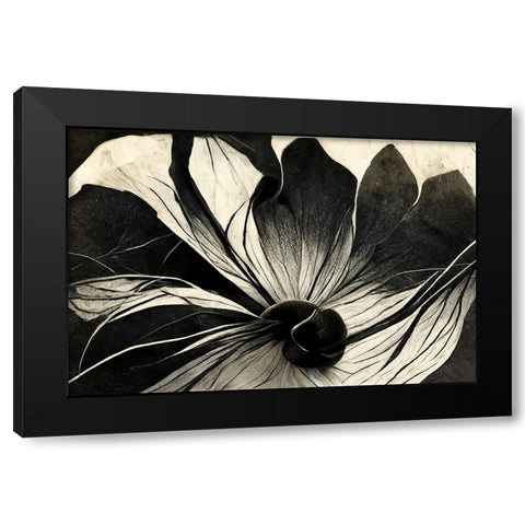 B056 Flowers Black White Black Modern Wood Framed Art Print by Heere, Ray