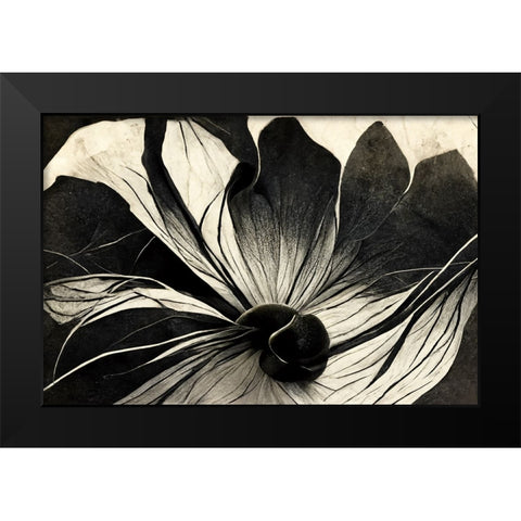 B056 Flowers Black White Black Modern Wood Framed Art Print by Heere, Ray