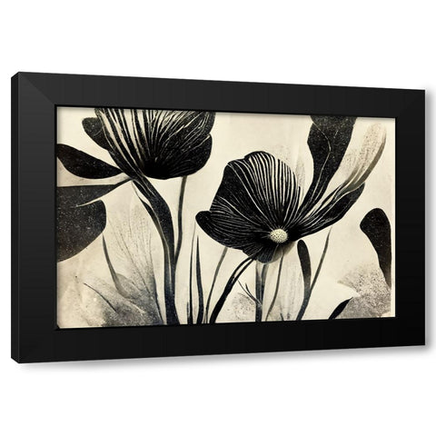 B058 Flowers Black White Black Modern Wood Framed Art Print by Heere, Ray