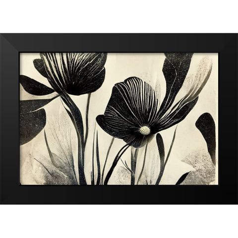 B058 Flowers Black White Black Modern Wood Framed Art Print by Heere, Ray