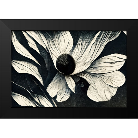 B060 Flowers Black White Black Modern Wood Framed Art Print by Heere, Ray