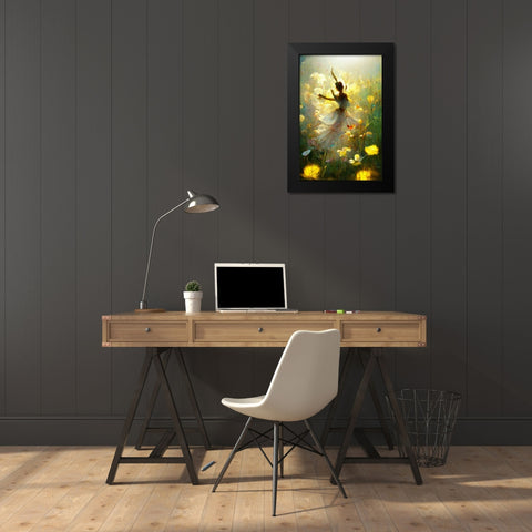 G001 Flower Dance Black Modern Wood Framed Art Print by Heere, Ray