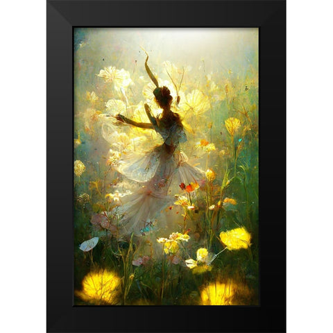 G001 Flower Dance Black Modern Wood Framed Art Print by Heere, Ray