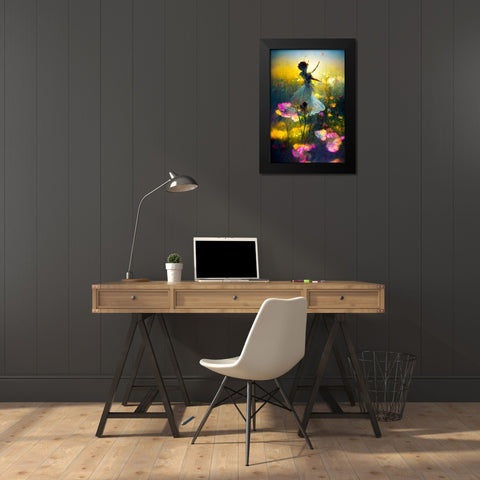 G003 Flower Dance Black Modern Wood Framed Art Print by Heere, Ray