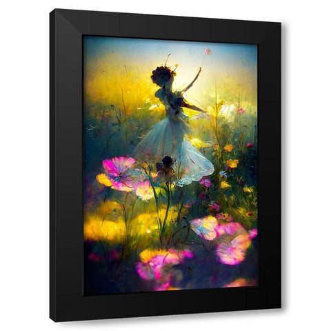 G003 Flower Dance Black Modern Wood Framed Art Print by Heere, Ray