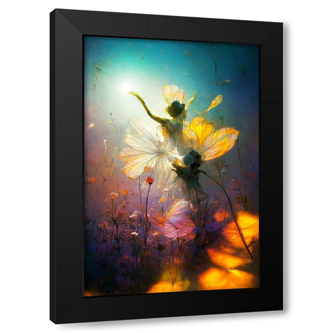 G004 Flower Dance Black Modern Wood Framed Art Print by Heere, Ray