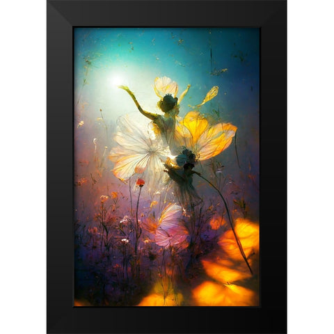 G004 Flower Dance Black Modern Wood Framed Art Print by Heere, Ray