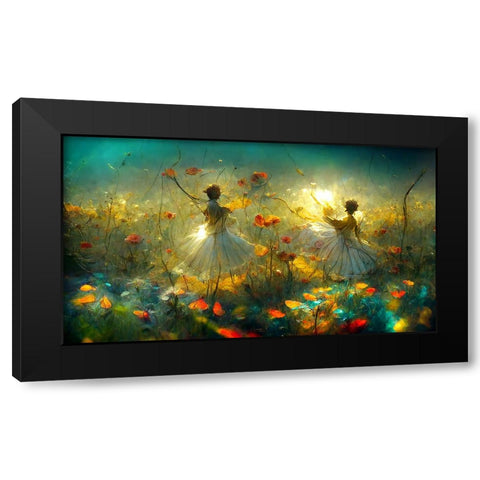 G005 Flower Dance Black Modern Wood Framed Art Print by Heere, Ray