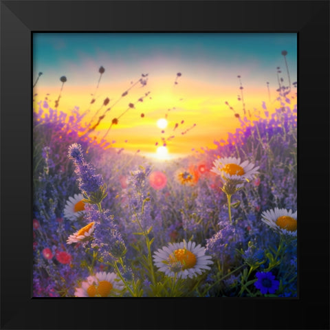 H002 Flowering Fields Black Modern Wood Framed Art Print by Heere, Ray