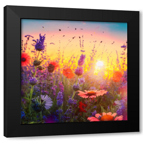 H004 Flowering Fields Black Modern Wood Framed Art Print by Heere, Ray