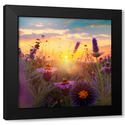 H006 Flowering Fields Black Modern Wood Framed Art Print by Heere, Ray
