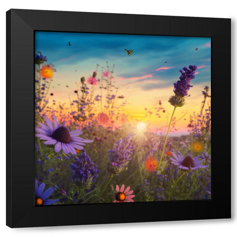 H008 Flowering Fields Black Modern Wood Framed Art Print by Heere, Ray