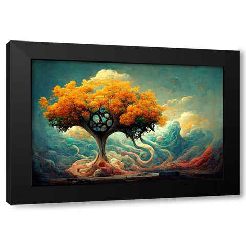 A061 Tree Of Life Black Modern Wood Framed Art Print by Heere, Ray