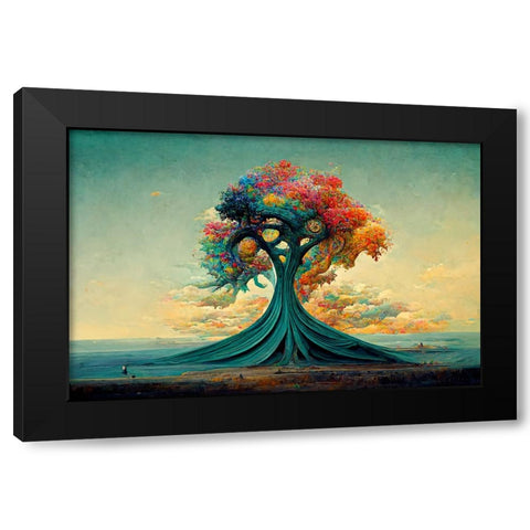 A062 Tree Of Life Black Modern Wood Framed Art Print by Heere, Ray