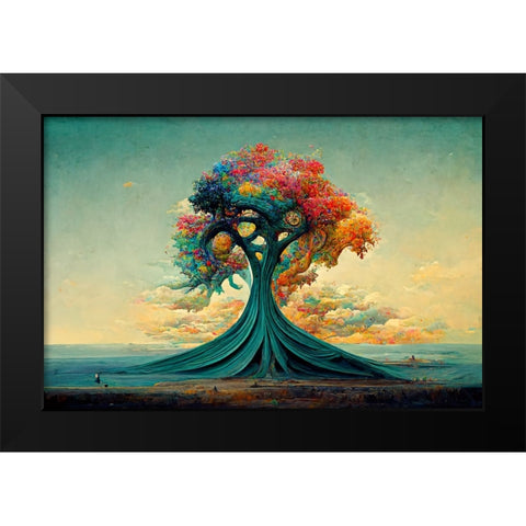 A062 Tree Of Life Black Modern Wood Framed Art Print by Heere, Ray