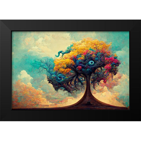 A064 Tree Of Life Black Modern Wood Framed Art Print by Heere, Ray