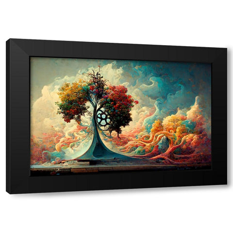 A065 Tree Of Life Black Modern Wood Framed Art Print with Double Matting by Heere, Ray
