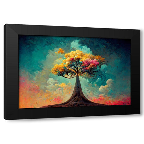 A066 Tree Of Life Black Modern Wood Framed Art Print by Heere, Ray