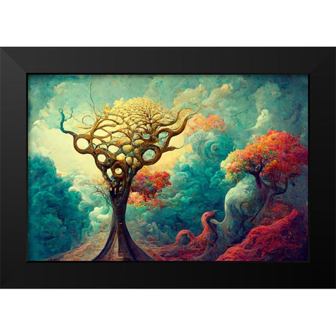 A067 Tree Of Life Black Modern Wood Framed Art Print by Heere, Ray
