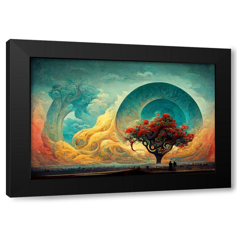 A068 Tree Of Life Black Modern Wood Framed Art Print by Heere, Ray