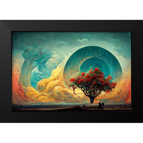 A068 Tree Of Life Black Modern Wood Framed Art Print by Heere, Ray