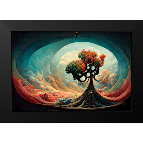 A069 Tree Of Life Black Modern Wood Framed Art Print by Heere, Ray