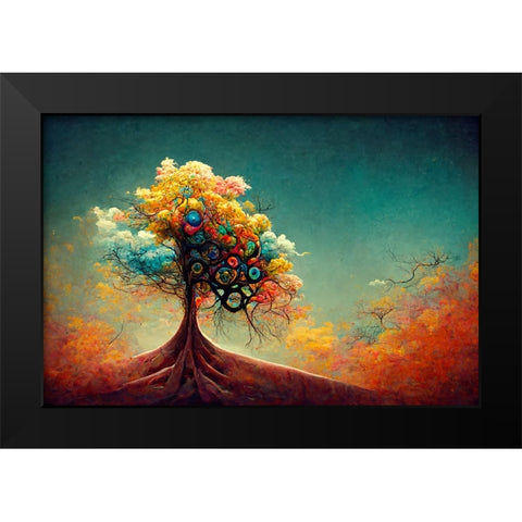 A070 Tree Of Life Black Modern Wood Framed Art Print by Heere, Ray