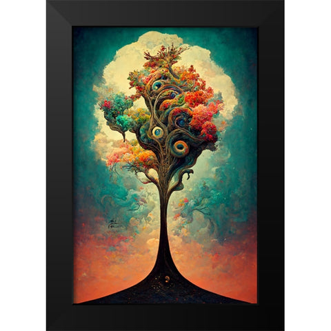 A073 Tree Of Life Black Modern Wood Framed Art Print by Heere, Ray